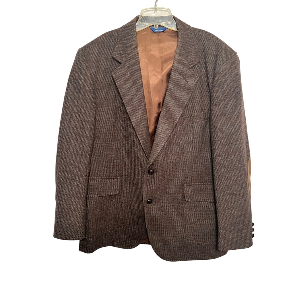 Pendleton Men’s  Suede Elbow Patch Button Down 100% Virgin Wool Blazer Size 44